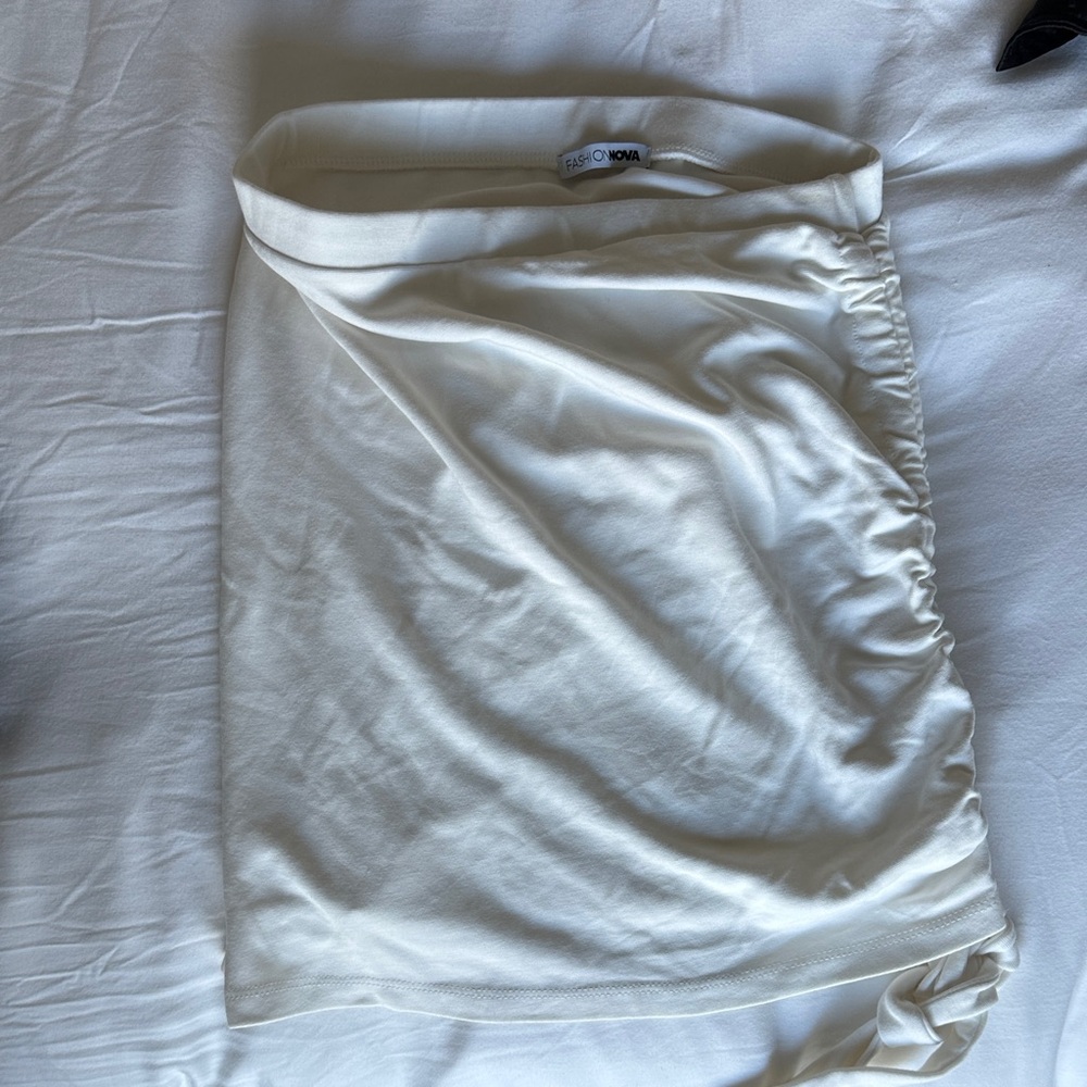 Fashion Nova Cream Ruched Skirt